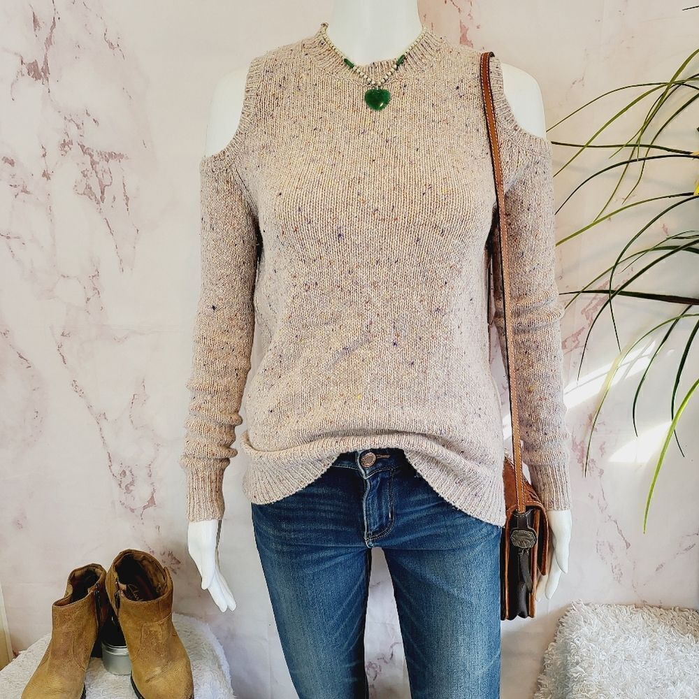 Rebecca Minkoff Cream Cold Shoulder Sweater